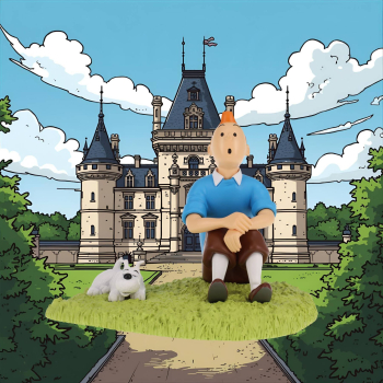 Tim & Struppi Skulptur 18 cm 2023 kaufen | Tim mit Struppi im Gras | Hoppla Stuff